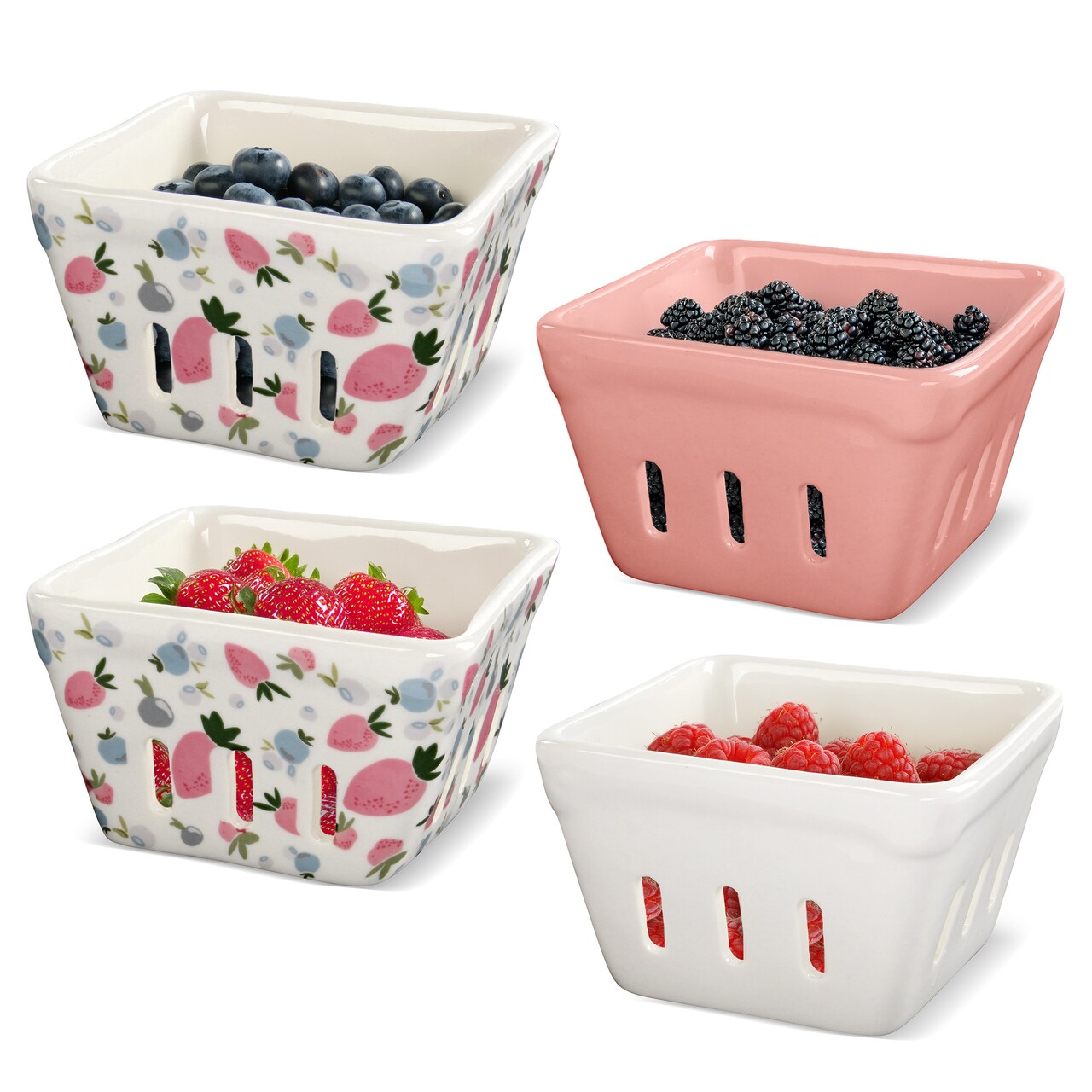 7Penn Ceramic Fruit Basket for Serving and Storing Produce - Berry Colander 4pk